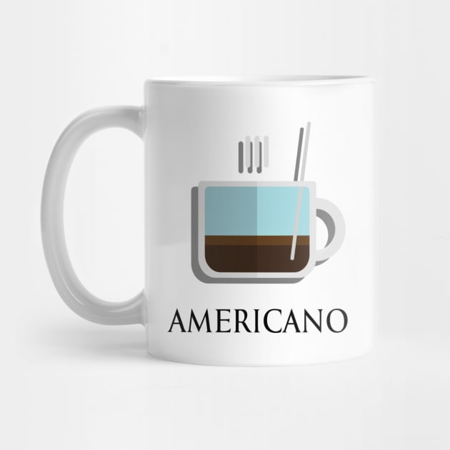 Hot americano coffee front view in flat design style by FOGSJ